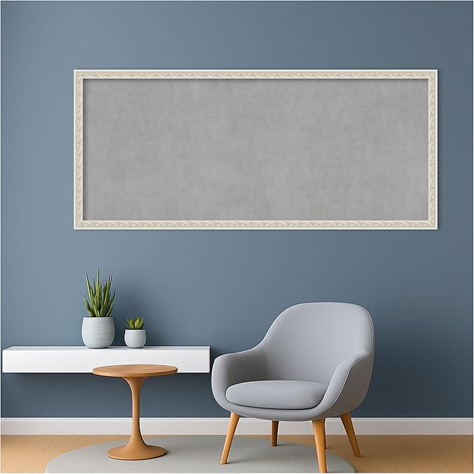 Amanti Art Silver Framed Magnetic Board 22x50 Oversize Vision Board for use with Magnets, 100% Metal Sheet to Display Items as Office Decor or for Home Organization in mudroom, Kitchen or Kids Room