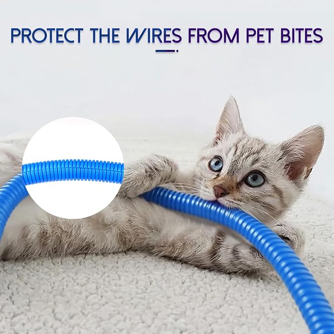 Split Wire Loom Tubing, 10,25ft Cord Protectors from Pets No Chew, Flexible Wire Covers Cord Protectors, Protective Split Cable Sleeve for Automotive Home Industrial Wires(Blue, 1.12inch-25ft)