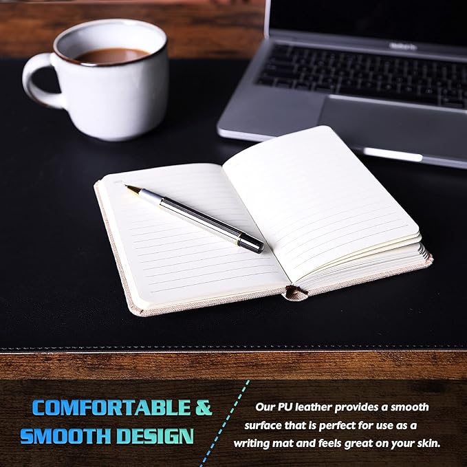 K KNODEL Desk Mat, Blotter, Dual-Sided Office Desk Pad, Waterproof Desk Mat for Desktop, Desk Blotters, PVC Leather Pad Protector (Black, 31.5" x 15.7")