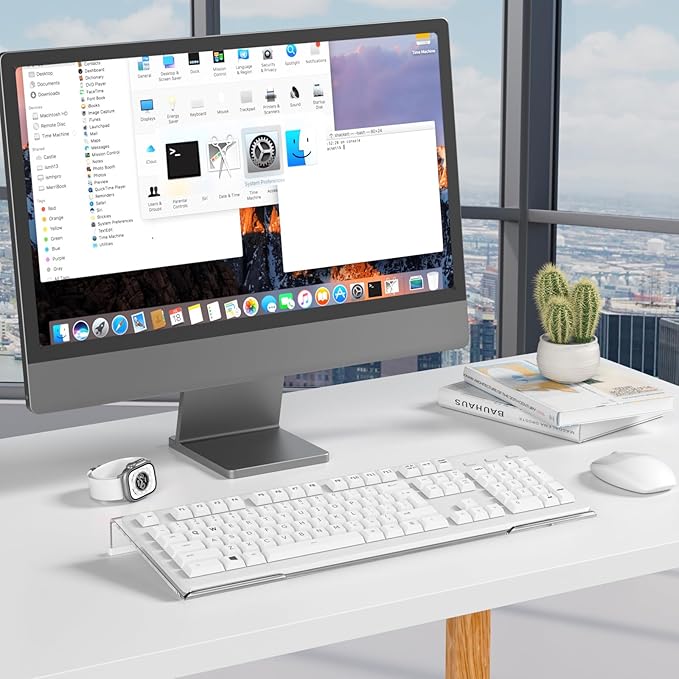 BEEGO Ergonomic Computer Keyboard Stand - 2PCS Clear Acrylic Keyboard Riser Tilted Keyboard Holder Keyboard Tray with White Non-Slip Strip for Easy Typing at Home School Office Desk Accessories