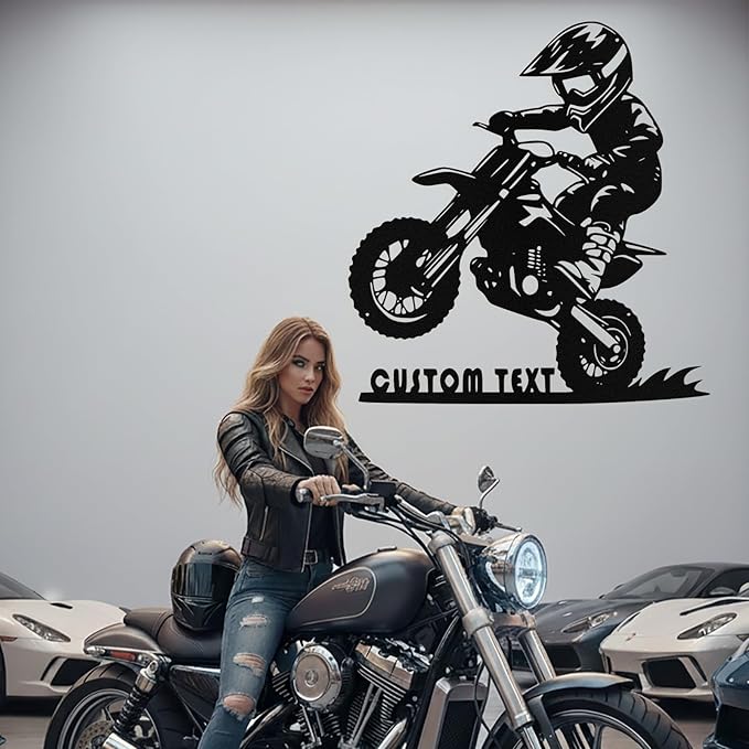 Custom Motorcycle Metal Signs Personalized Dirt Biker Name Sign Custom Garage Decor Motorbikes Wall Art Decor Motorcycle Sign Men Room D ecorate Gifts for Men Husband Rider
