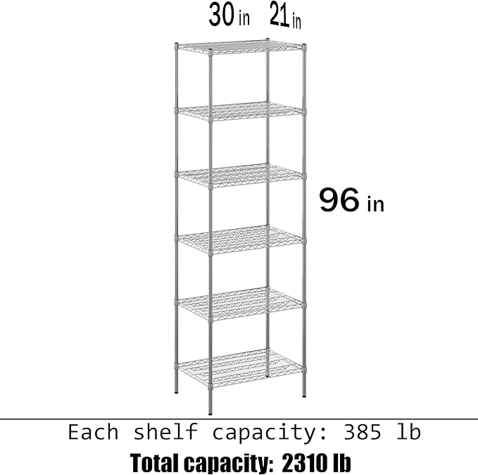 Regal Altair 21" Deep x 30" Wide x 96" Height Wire Shelving Kit | 6-Tier | NSF Commercial Storage Rack Unit