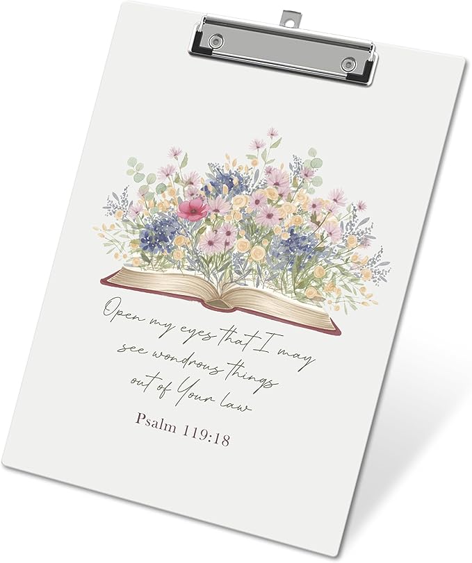 APIILVPQ Wild Flower Clipboard, Bible Verse Clipboards with Low Profile Clip for Office School Use, Christian Wooden Clip Boards for Nurses Teachers Students - B02