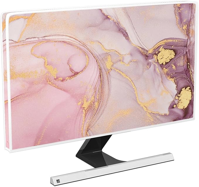 Baocicco Pink Gold Marble Waterproof Screen TV Cover 65 Inch Decorative Modern Television Cover for Home TV Screen Texture Dust Proof Monitor Covers for Television Screen LED LCD OLED TVs
