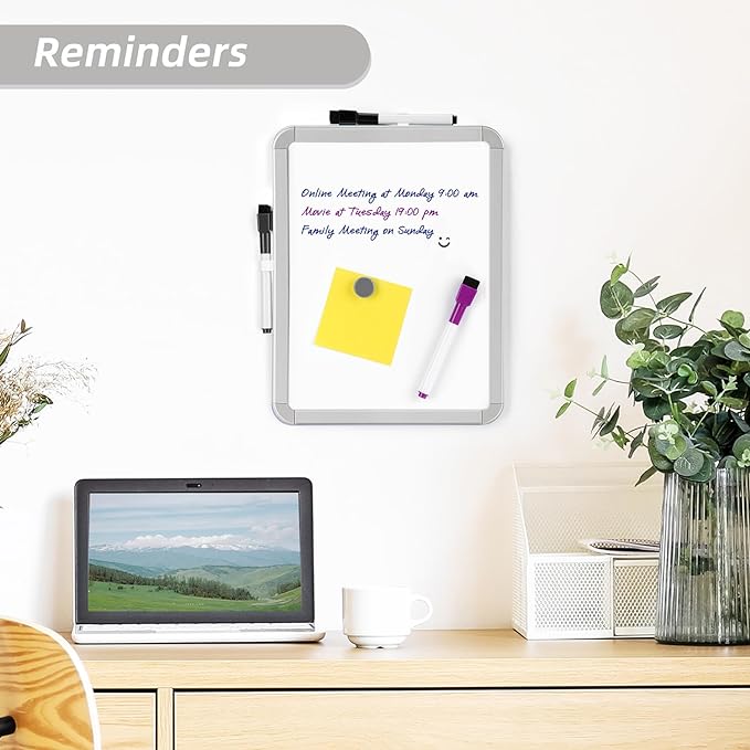 VUSIGN Small Dry Erase Whiteboard, 8.5 x 11 Inches White Board for Students, Fridge, Locker, Mini Dry Erase Board, 2 Pack
