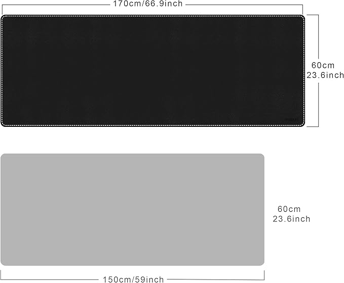 Mydours Extra-Long 67" x 24" Desk Mat, PU Leather Surface with Seamless Stitching, Wide Desk Blotter for Multiple Monitors, Durable Writing Pad and Gaming-Friendly Mouse Surface (Black)