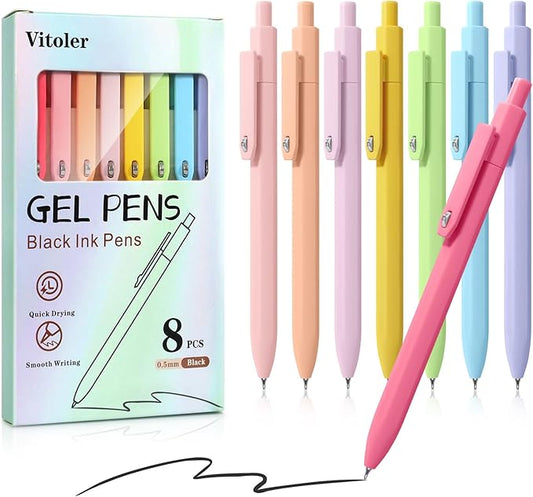 Piochoo Gel Pens, 0.5mm Quick Dry Black Ink Fine Point Smooth Writing Pens for Office School Supplies Stocking Stuffers for Women Girls Nurse Teacher