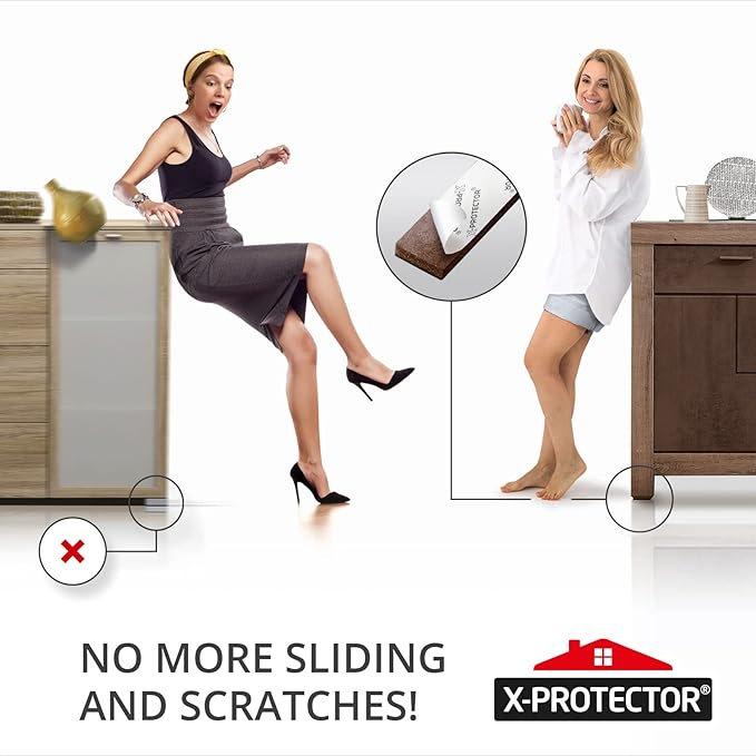 X-PROTECTOR Non-Slip Furniture Pads 8 PCS 1” x 4” - Rubber Furniture Grippers - Self-Adhesive Floor Protectors Grips for Furniture Feet!
