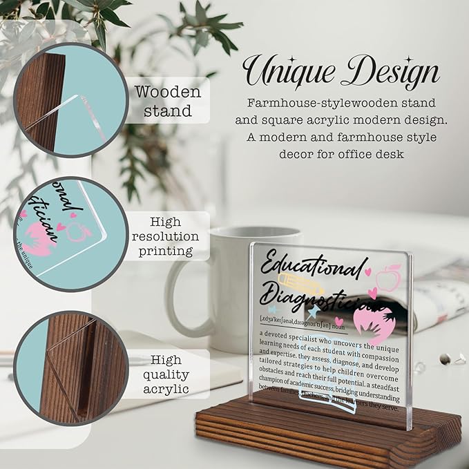 Educational Diagnostician Gifts, Thank You Desk Sign for Special Education Evaluation Staff, Appreciation Plaque for Learning Specialists, Office Decor Recognition PA037