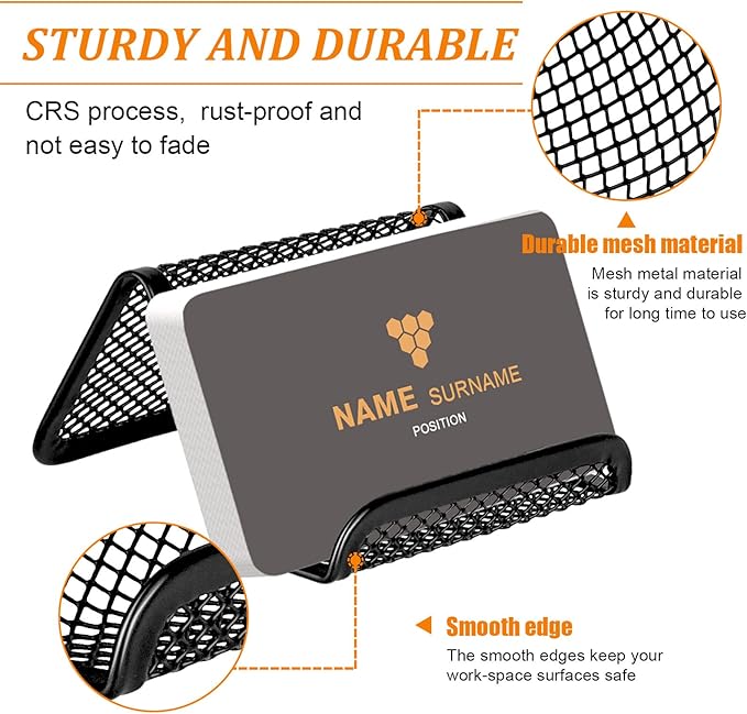 EMOMAS Business Card Holder for Desk, Office Desktop Business Card Display Holder, Mesh Business Card Holder, Desk Accessories for Women and Men,Black ( 3 Pack )
