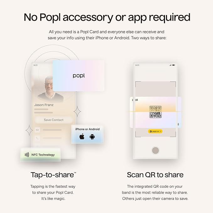 Popl Smart NFC Business Card - Sleek Modern Digital Business Card w/Instant App-Free Sharing - Customizable NFC Cards Compatible w/iPhone & Android (Prism)