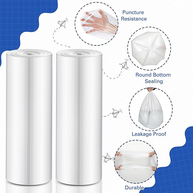 Baderke 40 Pcs Shredder Bags 15 Gallon Paper Shred Waste Bags 26'' x 30'' White Clear Trash Can Liners for Small Shredders