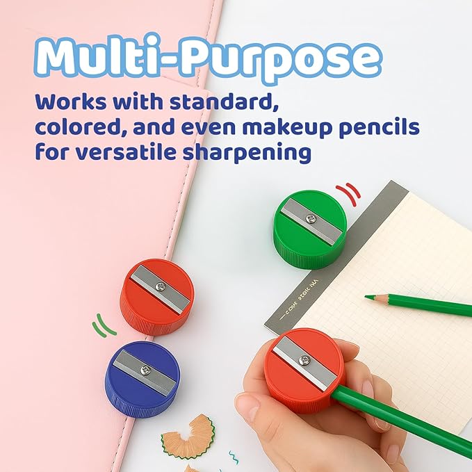 Neliblu Pencil Sharpeners - Plastic Pencil Sharpener for Kids with Metal Blades - Portable and Colored Manual Pencil Sharpener - Back to School Essential - Bulk Pack of 120