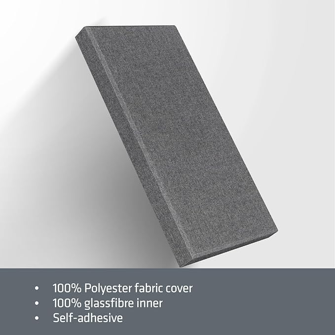 UMIACOUSTICS 4 PCS Acoustic Panels, 2“ Thick 23.6" x 11.8" Fiberglass Sound Absorbing Panels, Soundproof Panels for Studios, Office, Home Theater. Charcoal Grey