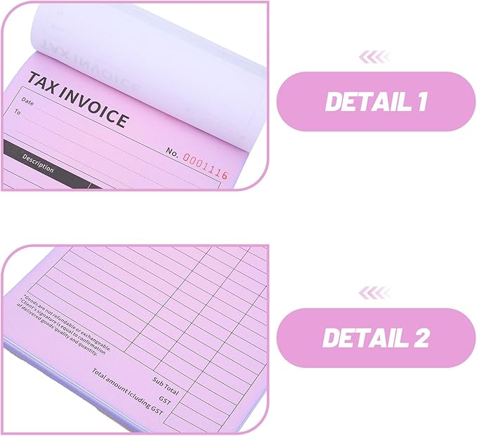 ibasenice Business Invoice Receipt Book 2-Part English Tax Invoice Retail Order Forms Record Keeping Purchase Order Tracking Receipt for Small Business 100 Pages/Book
