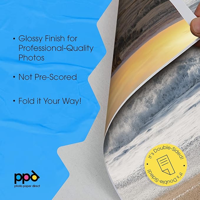 PPD 100 Sheets Inkjet Glossy Brochure and Flyer Paper 8.5x11 37lbs 140gsm Professional Quality Double Sided Instant Dry and Water-Resistant (PPD-72-100)