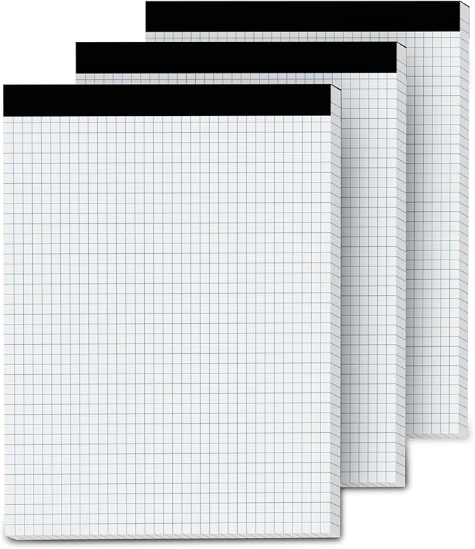 Aidunmis Graph Paper Pads 8.5 x 11, 4x4 Quad Ruled, 3 Pack Grid Paper Pad 8.5 x 11, 30 Sheets Perforated Blueprint Quadrille Letter Size Graphing Notebook for Drafting, Drawing, Engineering