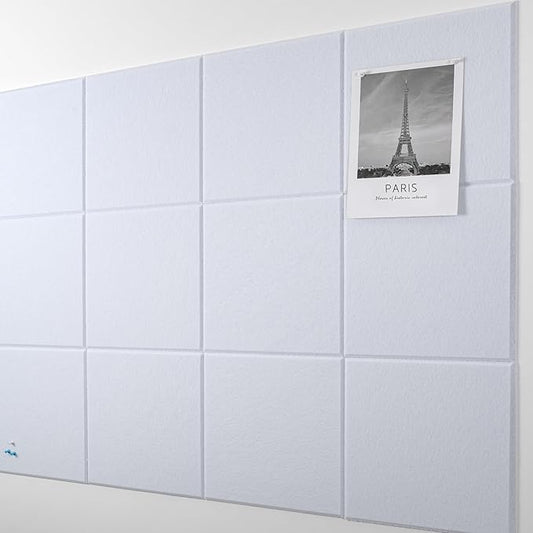 AKTOP White Cork Bulletin Board 47"x35", 12 Pack Removable Felt Cork Board Tiles for Wall, Large 48 x 36 Bulletin Board Notice Pin Board for Office, School & Home, 48 Safe Adhesive Tabs, 20 Push Pins