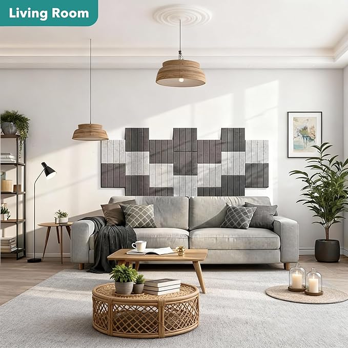 Lunarthos Felt Wall Tiles,12 Pack 12"x12"x0.4" Cork Borad Tiles with Self Adehesive Backing，Soundproof Corkboards for Office Home School（White）