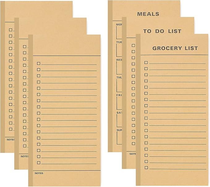 Utron 6 Pack Vintage Magnetic Notepads for Refrigerator, 50 pages/book Grocery List Magnet Pad for Fridge, Design Magnetic Grocery List Pad for Fridge, Grocery List Notepad, To-Do List