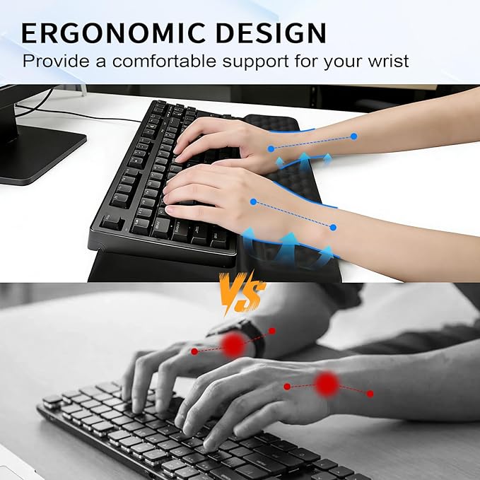 Starvortex Keyboard Stand with Wrist Rest, Ergonomic Keyboard Pad with Wrist Support, Keyboard Riser & Soft Memory Foam Cushion, 43cm Arm Rest Desk Accessories for Office,Home (Black)