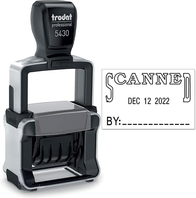 Trodat 5430 Professional Self-Inking Date Stamp with Scanned - Black Ink