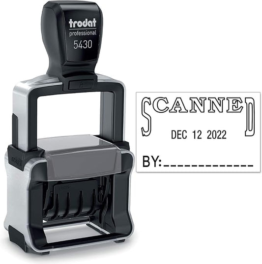 Trodat 5430 Professional Self-Inking Date Stamp with Scanned - Black Ink