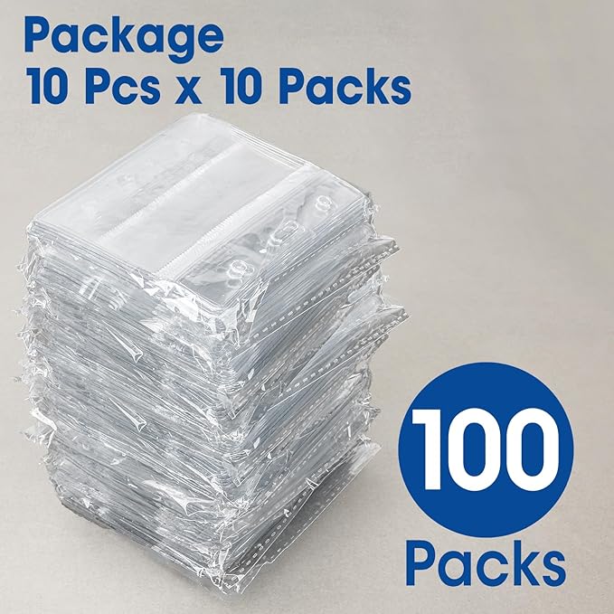 100 Pcs Horizontal Badge Holders, Extra Thick ID Card Name Tag Badge Holder with Resealable Zip, Waterproof ID Badge Holder