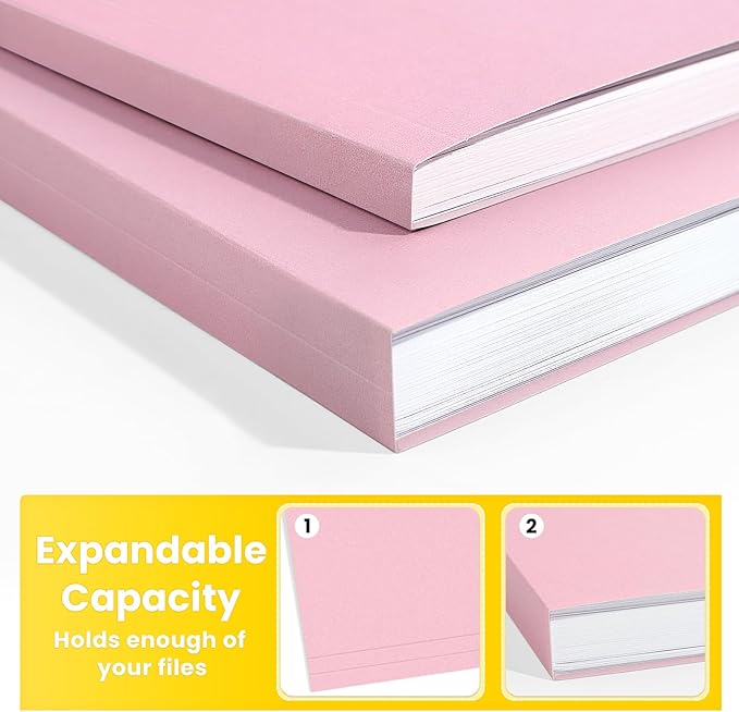 SUNEE File Folders, 36 Pack Manilla Folders 8.5 x 11, Colored File Folders Home Office School Supplies for Documents Files Paper, Pink