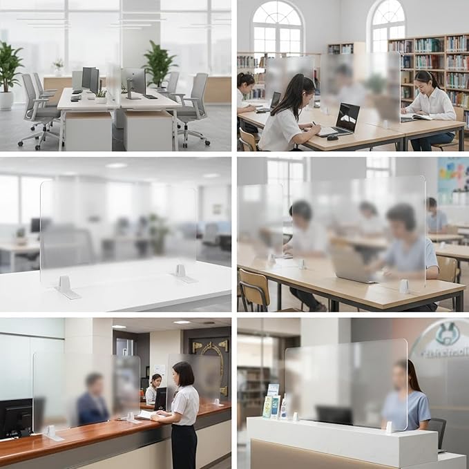 Acrylic Free Standing Screen, Desk Divider for Students and Desk Privacy Panel for Home Office, Partitions for Table Top Workstation, Portable Cubicle Panel for Work, 15.7" x 24", Premium Frosted