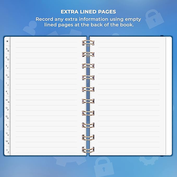 Clever Fox Password Book Spiral – Mini Internet Address & Password Organizer with Laminated Alphabetical Tabs – Small Password Keeper Journal – Hardcover, Pocket Size, 4.7x5.7” (Mystic Blue)