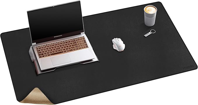 Mydours 40" x 20" Extra Large Desk Mat, PU Leather & Cork Desk Pad, Large XXL Desk Mouse Pad for Workstation, Office, Home, Computer Desk Mat with Keyboard & Mouse (Black)