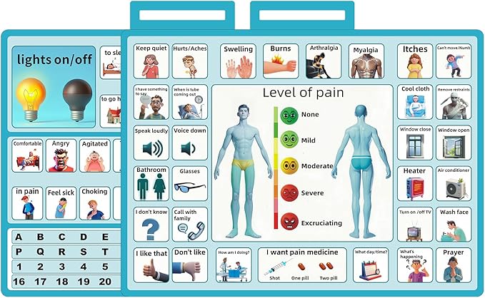4 Pcs 15''x 11''Nonverbal Communication Board,for Patient、Stroke Therapy Equipment for Adults、AAC Device for Autism、Communication Board for Nonverbal People
