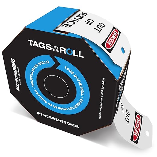 AccuformNMC 100 Safety Tags by-The-Roll, Danger Out of Service, US Made OSHA Compliant Tags, Waterproof PF-Cardstock, Resists Tears, 6.25"x3", TAR118