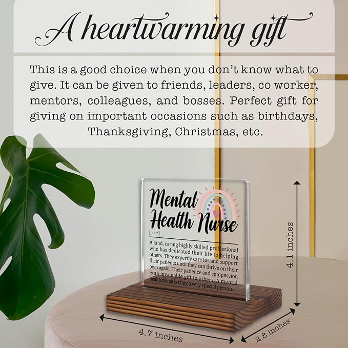 Mental Health Nurse Appreciation Gift Desk Sign, Thank You Plaque for Psychiatric Nurses Counseling Staff Office Decor Rainbow Theme PA064