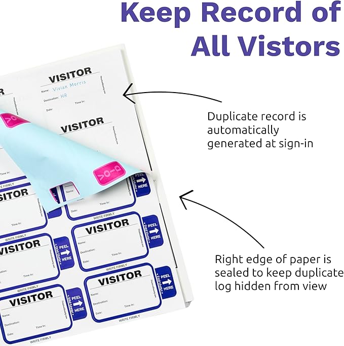 Threshold Tab Expiring Visitor Badge Sign-in Book (200 Badges) | Name Tag Stickers | Hospital, Office & Secretary Supplies | School Hall Passes | Visiting Tag for Hospital | Expiring Visitor Badges
