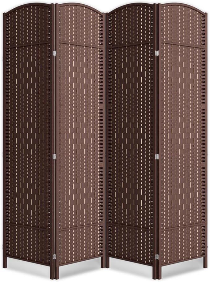 Cocosica 4 Panel Room Divider,6Ft Folding Privacy Screen,Tall - Extra Wide Foldable Panel Partition Wall Divider with Diamond Double-Weaved Hand-Woven Design Room Screen Divider