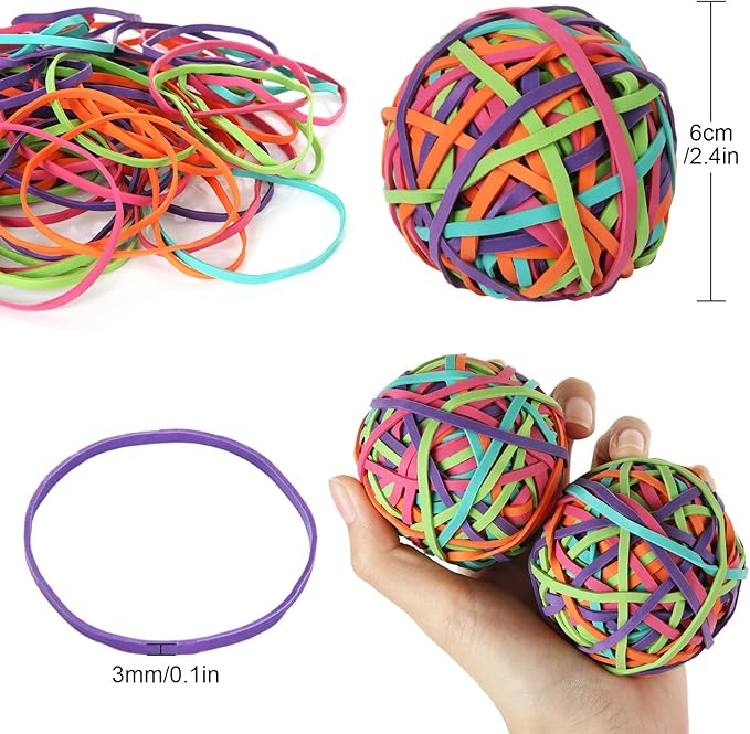CYEAH 10PCS Colorful Rubber Band Ball, Assorted Color Rubber Bands Stretchable Rubber Band Balls, Stationery Holder Band Loops for Arts Crafts Document Office Supplies Organizing