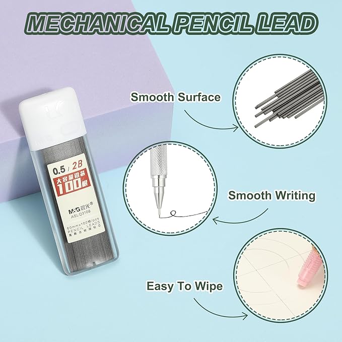 PATIKIL 300Pcs HB Mechanical Pencil Lead, 0.5mm Black Lead Refill Break Resistant Pencil Refills for Writing Supplies, White