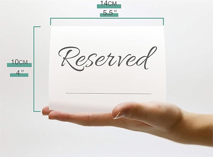 20 Pack Modern Reserved Table Sign With Name Line - Reserved Signs For Wedding - White Reserved Signs - Wedding Accessories - Tent Cards For Reserving Seats & Places - Place Cards for Party, Event