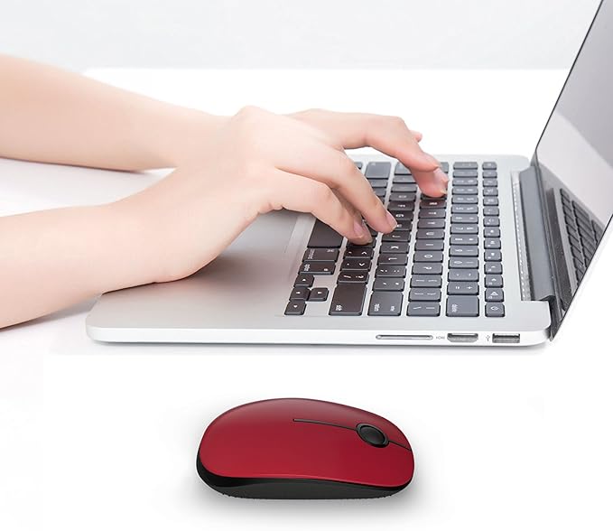 VssoPlor Wireless Mouse, 2.4G Slim Portable Computer Laptop Mouse with Nano Receiver Quiet Silent Optical Mice for Notebook, PC, Laptop, Computer-Black and Red