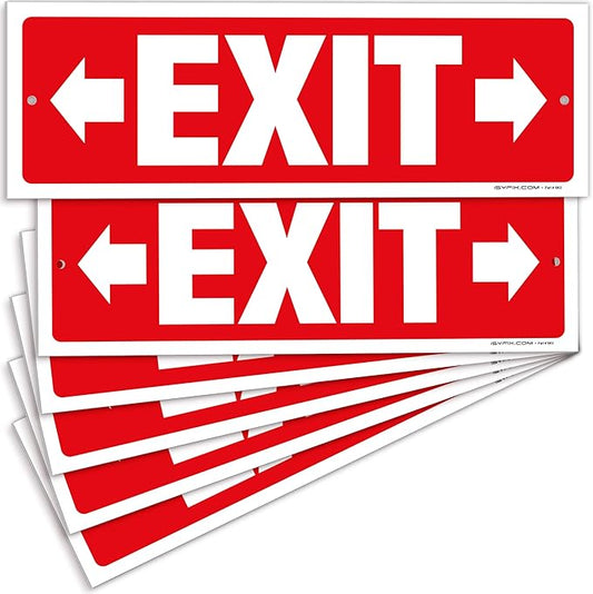 iSYFIX Exit Signs - 6 Pack 12x4 Inch Directional Right & Left Arrow Signs, 40 mil Polystyrene Plastic, UV Laminated, Scratch & Fade Resistant, Waterproof - Ideal for Office, Theater, School, Business