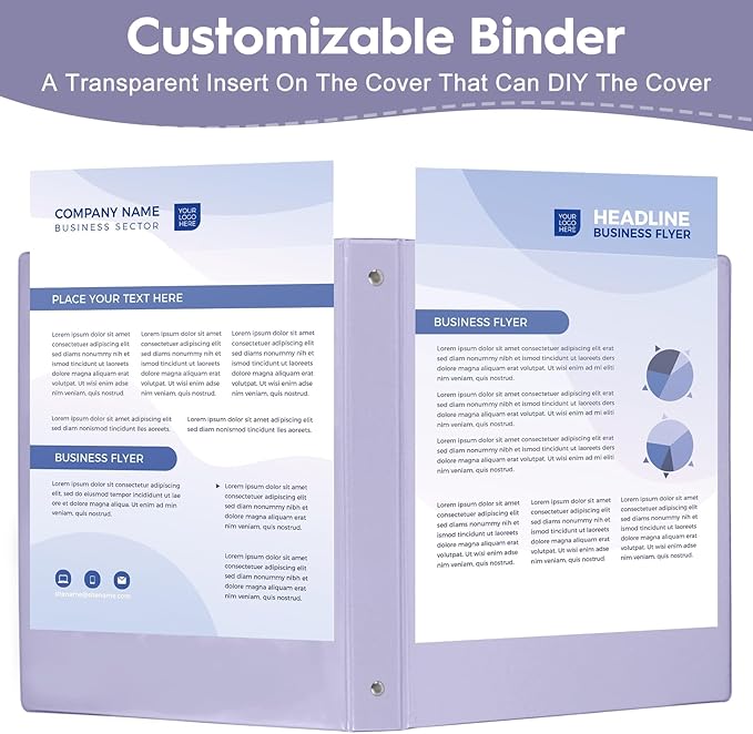 CIXILDTS 1-Inch Binders, Standard 3 Ring Binder Fit Letter Size Paper, Presentation Round Ring Binders, 6-Pack, Purple