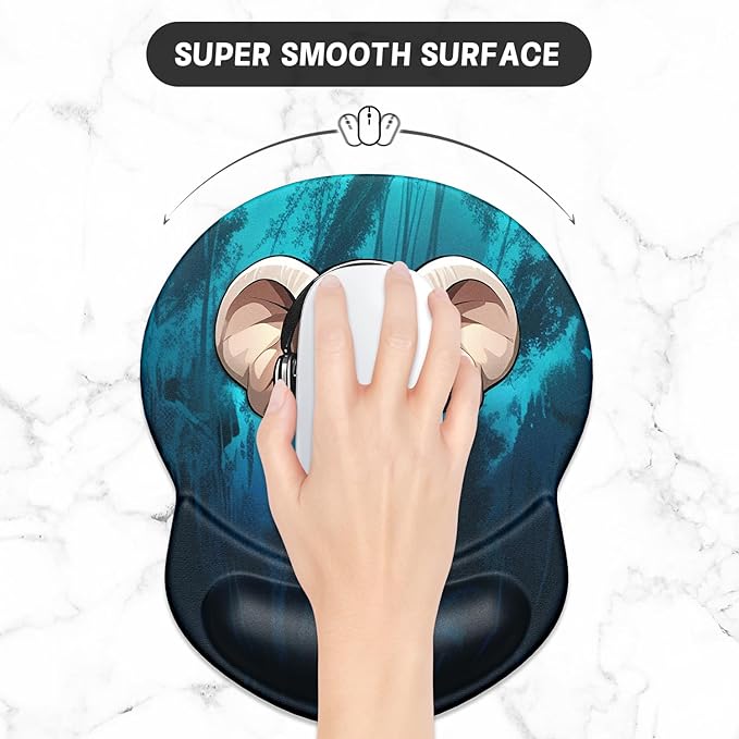 ITNRSIIET Ergonomic Mouse Pad with Gel Wrist Support Small Wrist Rest Smooth Surface Non-Slip PU Base Comfortable Office Supplies Pain Relief, 8.7 x 7.2 inches, Pretty Elephant