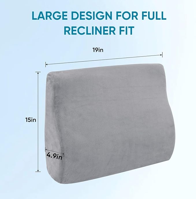 AHUAWA Back Support Pillow for Recliner Chair, Memory Foam Couch Back Cushions Ergonomic Large Lumbar Support Pillow for Lower Back Pain Relief, with Soft Velvet