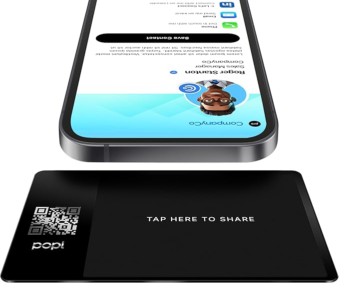 Popl Smart NFC Business Card - Sleek Modern Digital Business Card w/Instant App-Free Sharing - Customizable NFC Cards Compatible w/iPhone & Android (Metal Black)
