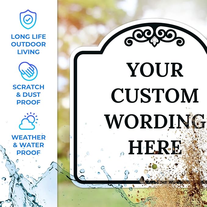 Custom Decorative Sign, Personalized Metal Sign for Business, Driveway, Home, Airbnb, Office Door Plaque,Black Border Sign, 12x12 Inches, ACM, Fade Resistant, Made in USA by Sigo Signs
