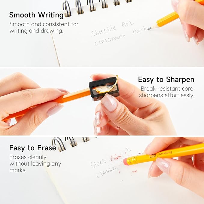 Shuttle Art Wood-Cased #2 HB Pencils, 1000 Pack Sharpened Yellow Pencils with Erasers, Bulk Pack Graphite Pencils for School and Teacher Supplies, Writing, Drawing and Sketching