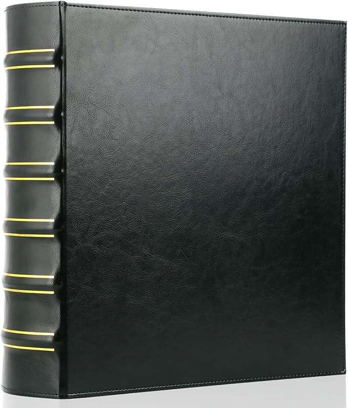 LETVPVOW Vintage Hardback 3 Ring Binder 2 Inch, Professional Leather Binder 3 Ring, Three Ring Binders Fits 8.5" x 11", D Ring Binders for Photo Album, Home, School and Office Supplies- Dark Green