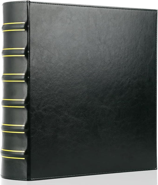 LETVPVOW Vintage Hardback 3 Ring Binder 2 Inch, Professional Leather Binder 3 Ring, Three Ring Binders Fits 8.5" x 11", D Ring Binders for Photo Album, Home, School and Office Supplies- Dark Green